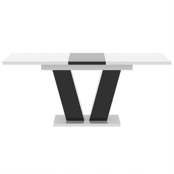 Обідній розсувний стіл РОЙ МДФ Білий/Чорний глянець 616453 фото