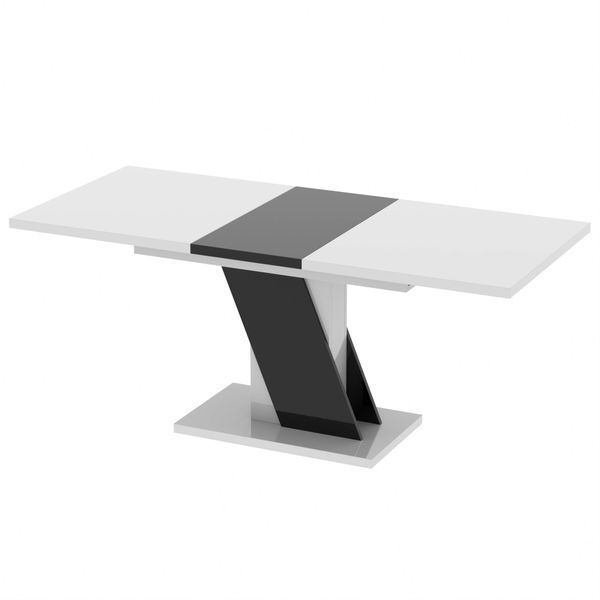 Обеденный раздвижной стол ТРИОН МДФ Белый/Черный глянец 551593 фото